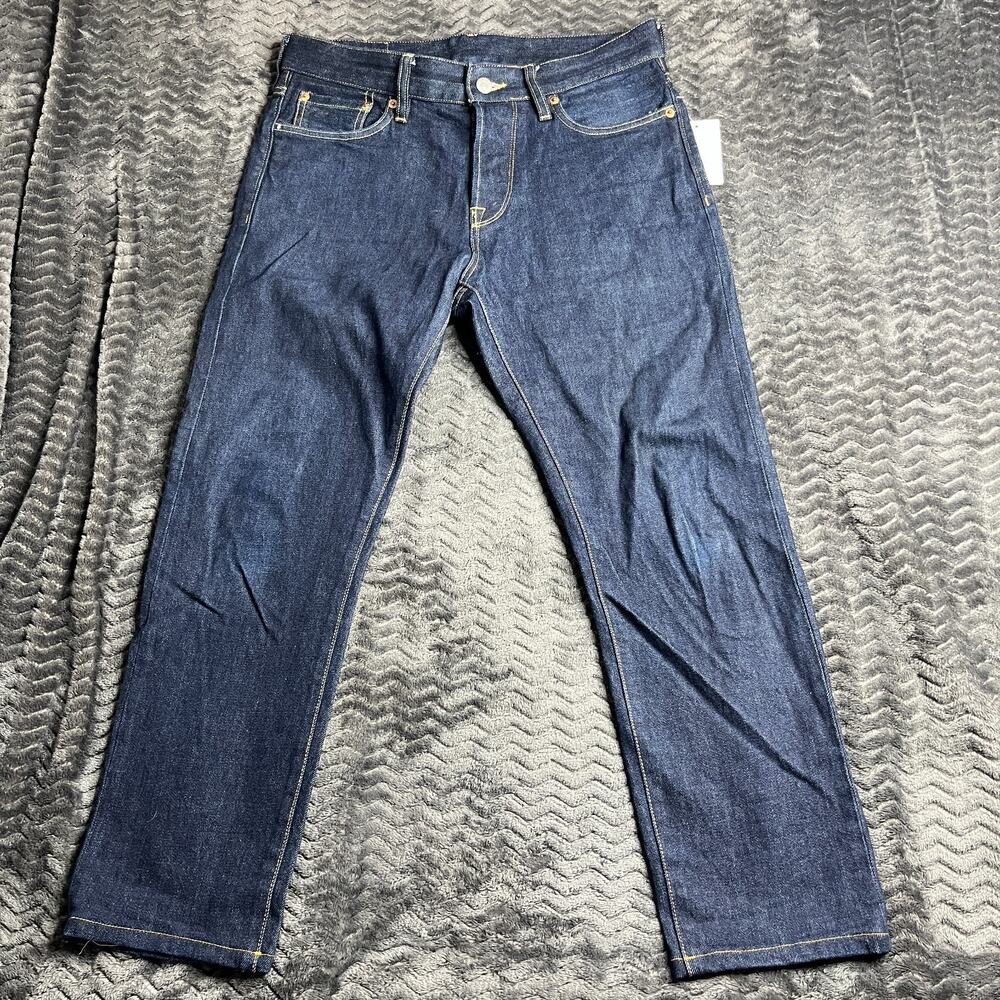 Buck Mason Maverick Slim Jeans Mens 31x26 Dark Wash Double Dip Button fly